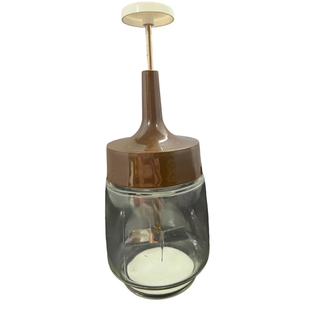 Vintage Gemco U.S.A. Glass Food Nut With Brown Lid & Hand Plunger